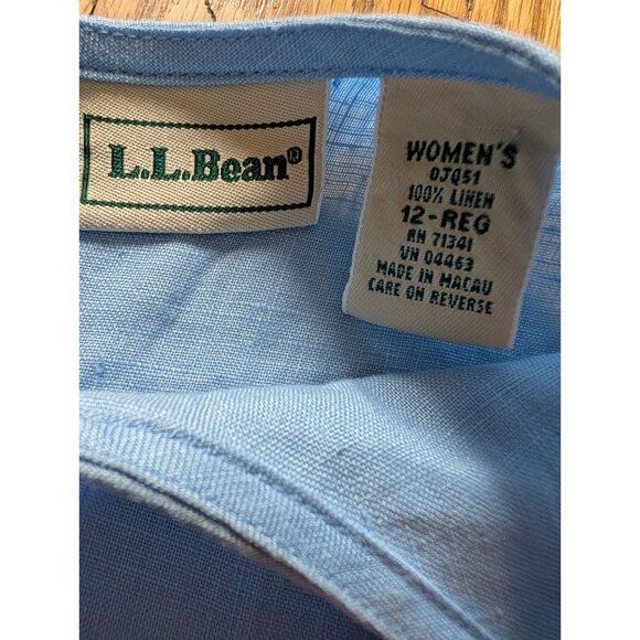 L.L.Bean Womens Light Blue Linen Sleeveless Embroidered Dress Size 12 Regular - Picture 6 of 8